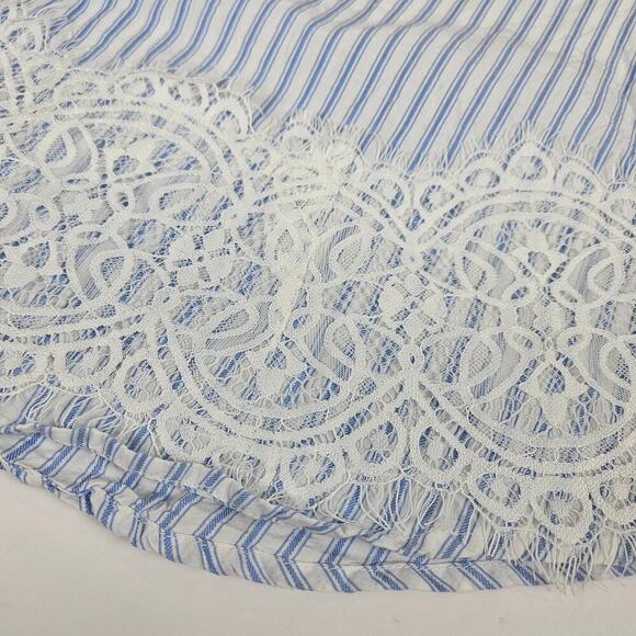 Allison Andrews 3/4 Bell Sleeve Lace Blue and White Striped Medium Sailor - Picture 4 of 9